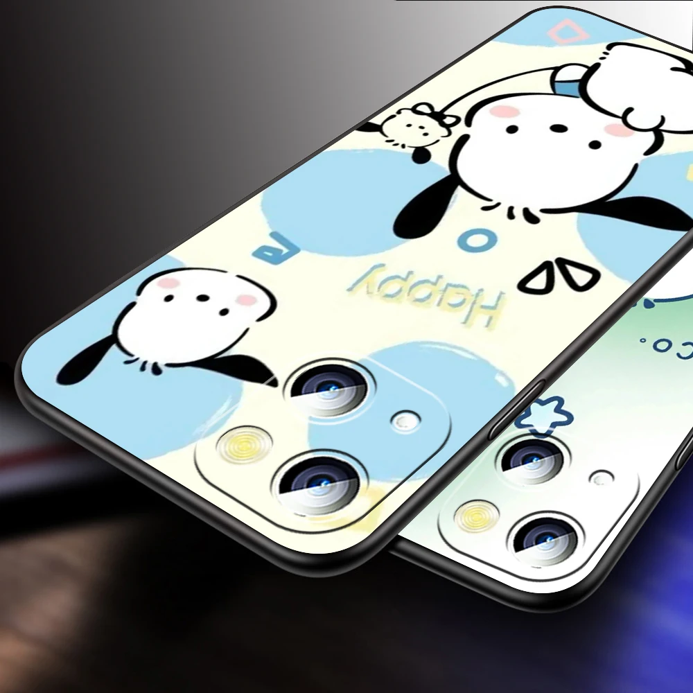 Pacha Dog Cute Cartoon For iPhone 15 14 13 12 11 XS XR X 8 7 SE Pro Max Plus Mini Black Funda Phone Case