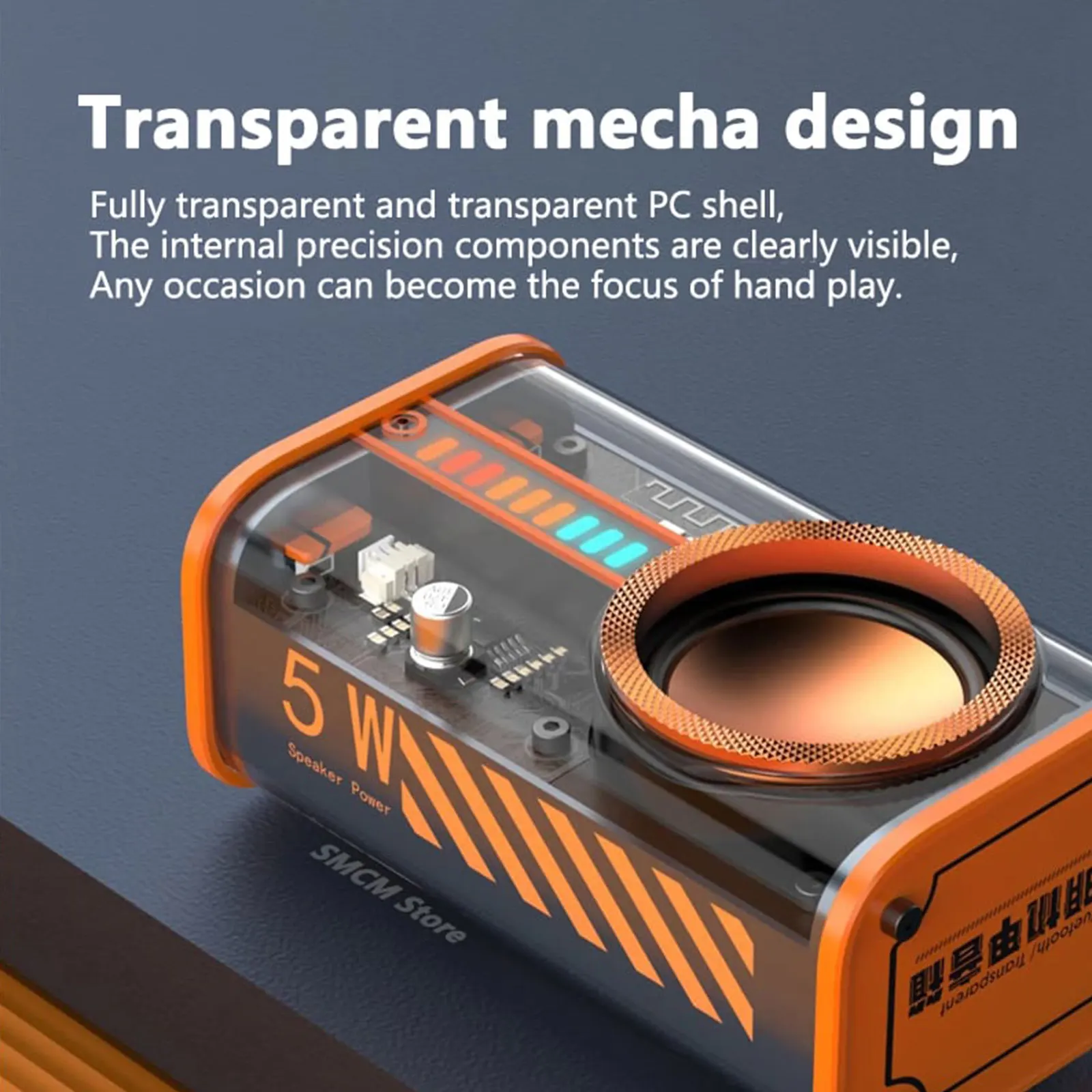 K07 Bluetooth Speaker Transparent Mecha Wireless Speaker Sound Light Rhythm Subwoofer TWS Stereo Cyberpunk Music Sound Box