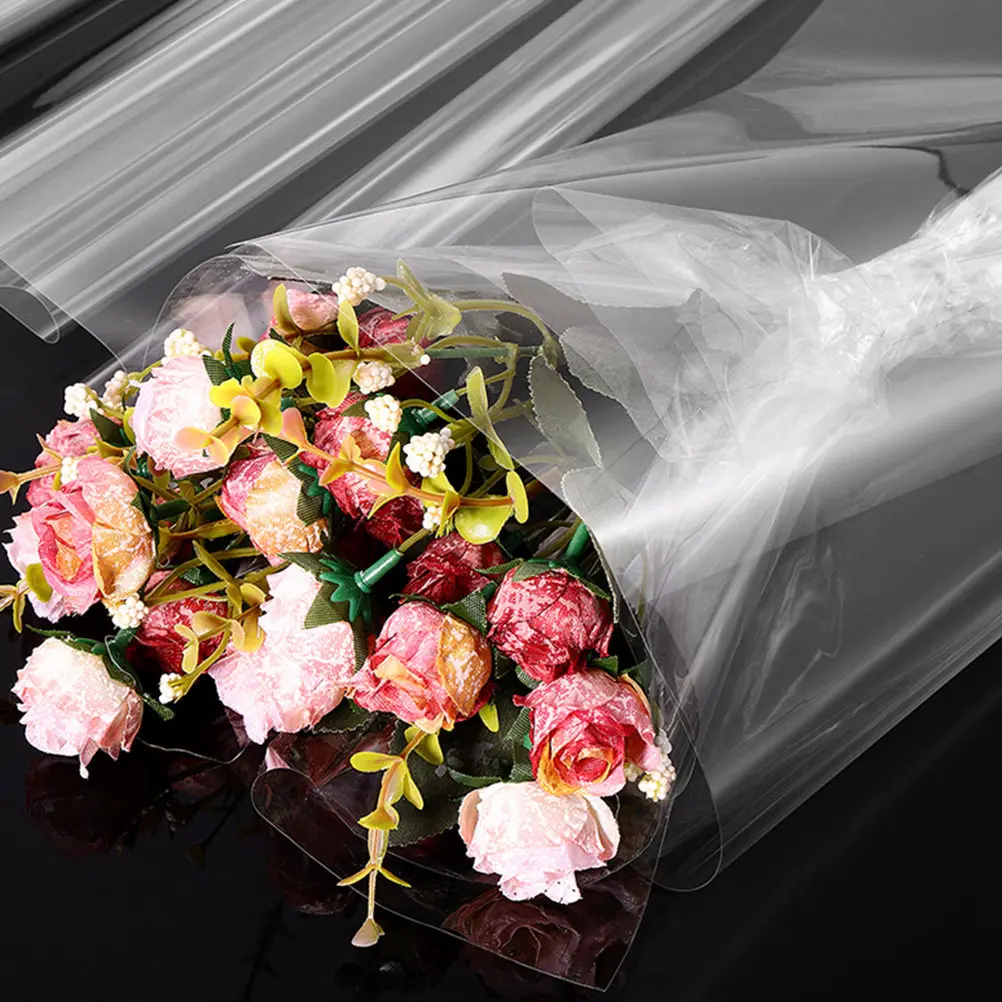 Transparent Cellophane Wrap Film Roll for Flowers Wrapping Paper Bouquet Material Gift Packaging Wedding Anniversary Valentine's