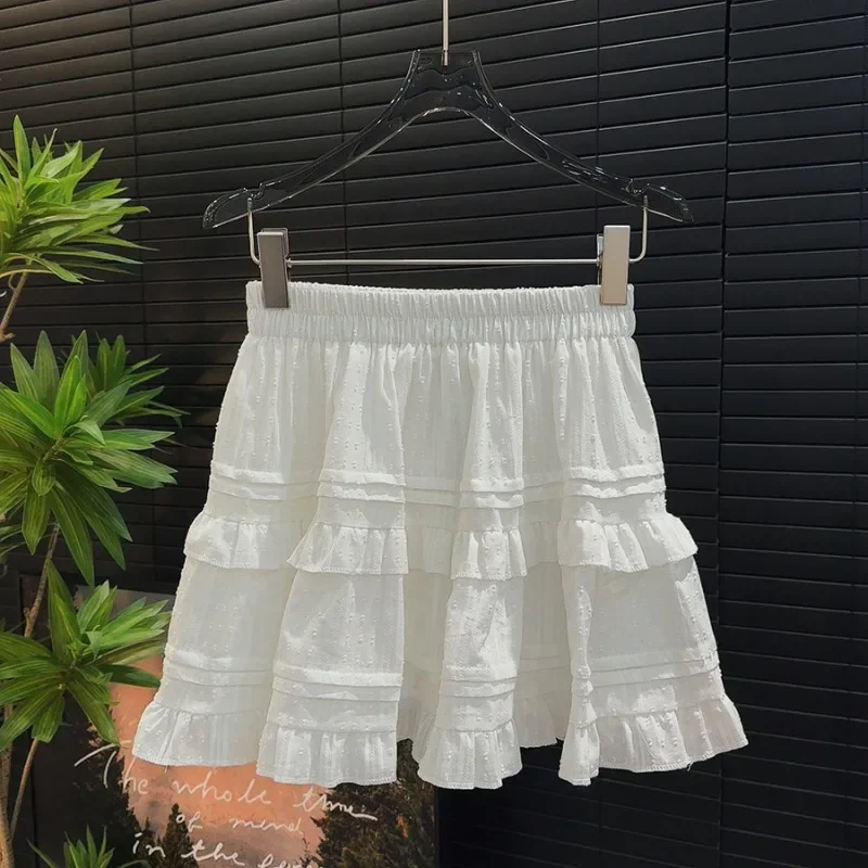 2024 New Japanese Korean High-Waist Slim A- Line Mini Skirt Women Summer Fashion Balloon Skirt Casual Elegant White Cake Skirts