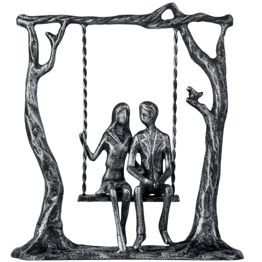 

6th Anniversary Iron Sculpture Gift u2013 Romantic Couple Statue for Her, Handcrafted Black Metal Decor u2013 Wedding, Valentin