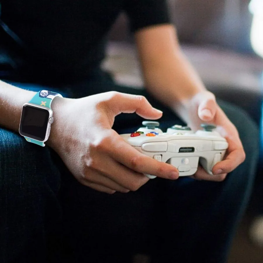 Desain Pengendali Game Kompatibel dengan Tali Jam Tangan Apple 38Mm 40Mm 41Mm 42Mm 44Mm 45Mm 49Mm Tali Game PS5 dengan Tali Lembut untuk IW