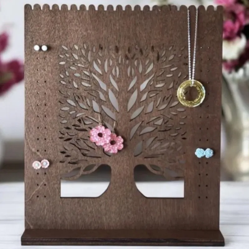 

Деревянная подставка для сережек, маленькая роскошная подставка для хранения сережек, ретро-ожерелье, подвеска, полка для дисплея, органайзер для ювелирных изделий, витрины, подарок