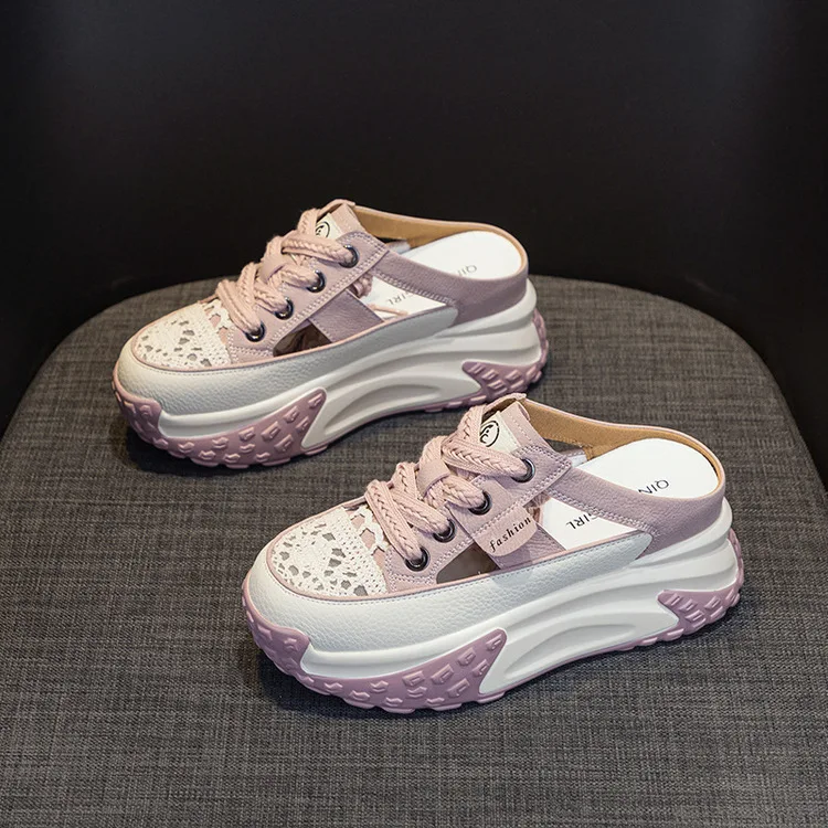 Zapatos de lona con aumento interior de 5cm, fondo grueso para mujer, parte inferior de pastel, medio zapato de tela, zapatos de goma para