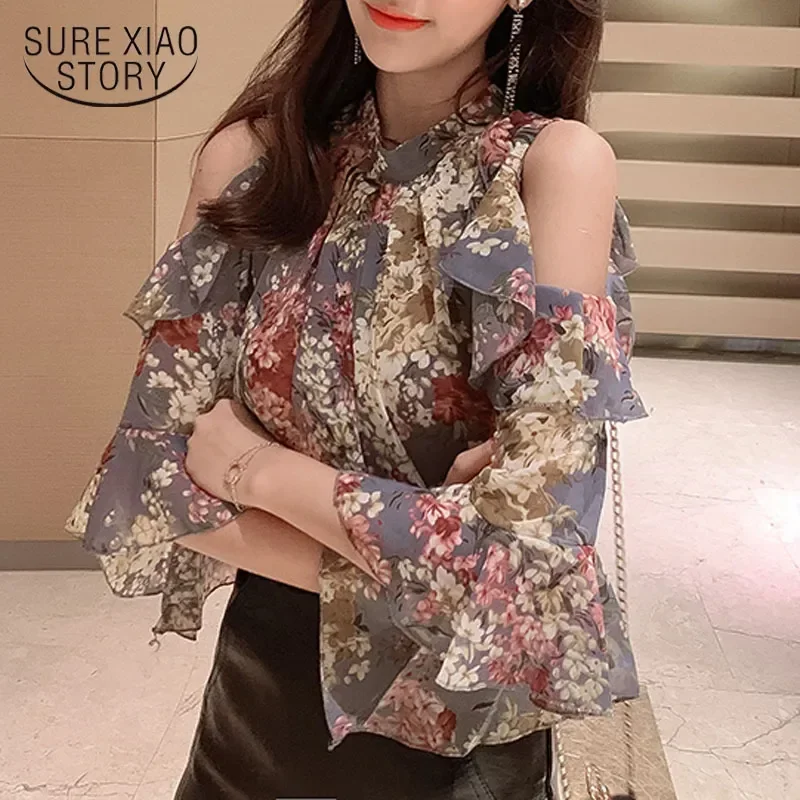 2024 Womens Blouses And Tops Short Sleeve Butterfly Sleeve O-neck Women Clothing Elegant Female Tops Long Sleeve Floral 14956