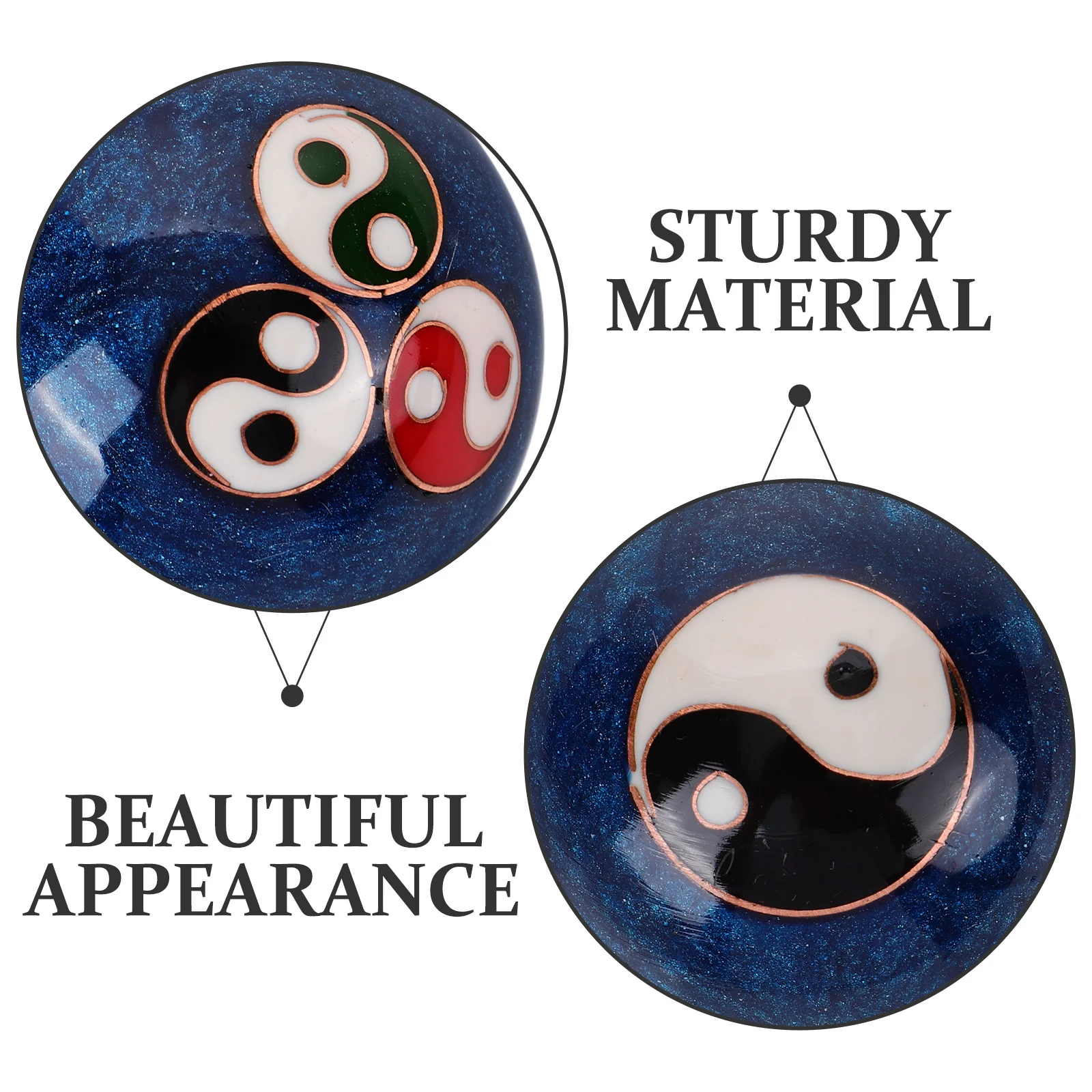 

2pcs Fitness Handball Low-Temperature Enamel Massage Ball For Muscle Relaxation Hand Exercise Balls Vibrant Bagua Blue Design