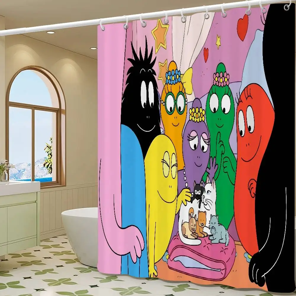 Barbapapa Cartoon Simple Shower Curtain Bathroom Shower Curtain Easy To Clean And Scrub Polyester Waterproof Light Opaque