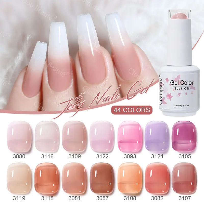 Clou Beaute 15ml Jelly Gel Polish Vernis Semi Permanent UV Gel Light Translucent Nail Art Lakiery Hybrydowe Manicure Gel Ongle