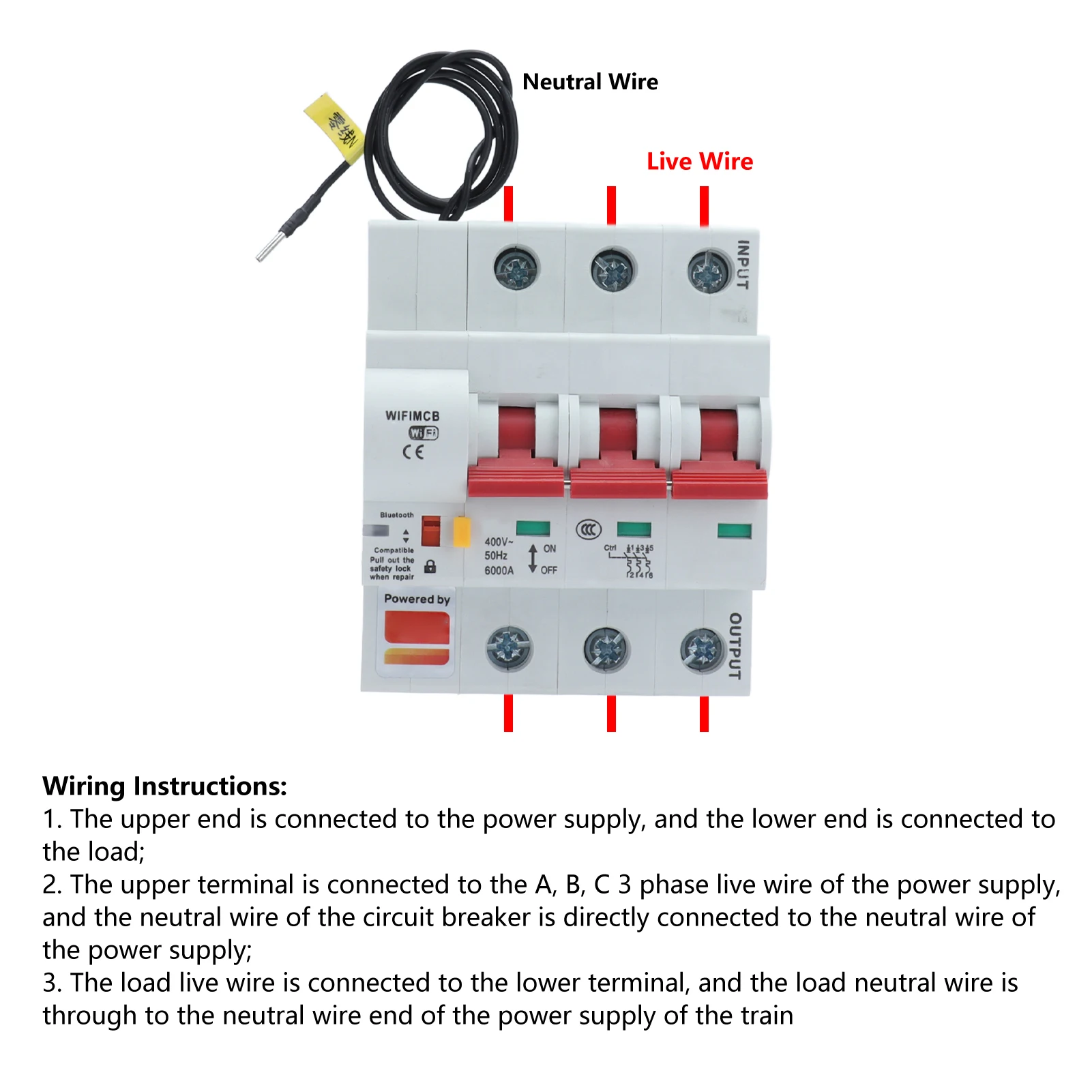 3P Smart Circuit Breaker WIFI Bluetooth Remote Control Leakage   AC 400V Circuit
