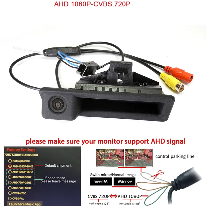 AHD 1920*1080P Автомобильная камера заднего вида для BMW 3 5 серии X6 X5 E39 E53 E46 BMW E82 E88 E84 E90 E91 E92 E93 E60 E61 ручка багажника