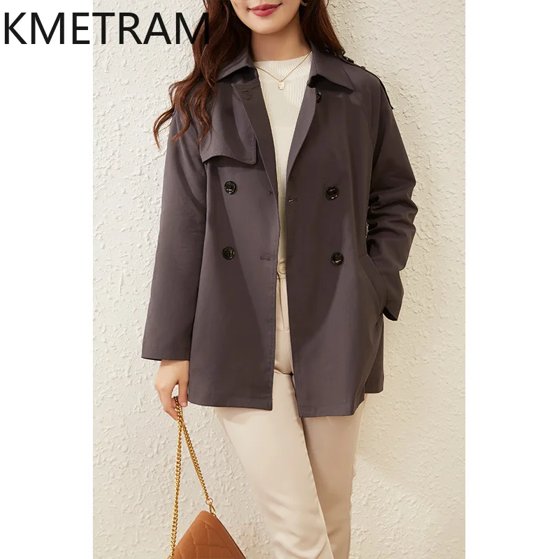 KMETRAM Fashion Trench Coats High Quality New in Outerwears Mid Length Elegant Jackets Fall Clothes 2024 Women Ветровка Женская