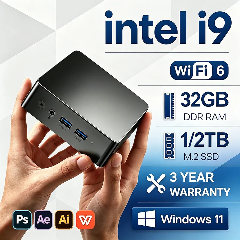Portable Mini PC Intel N150 Windows 11 Pro Computer Gamer PC RAM 32GB SSD 1TB 2TB WIFI6 BT5.2 4K 60Hz HD Gaming Office Study PC