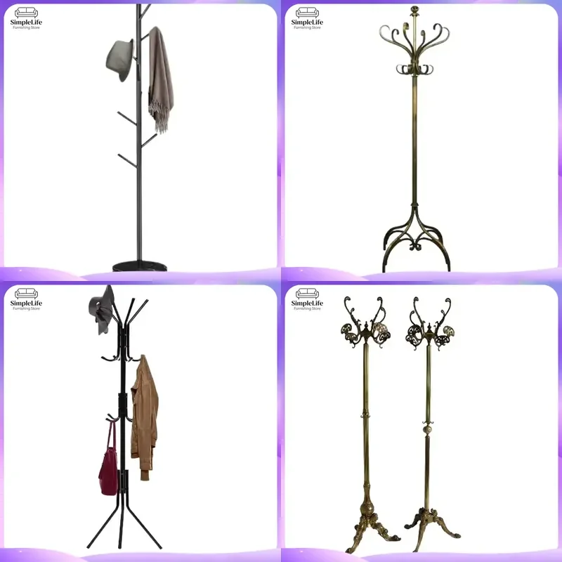 Metal Coat Rack Floor Standing Clothes Hanger Tree with Hooks Heavy Duty Iron Garment Organizer for Living Room Bedroom