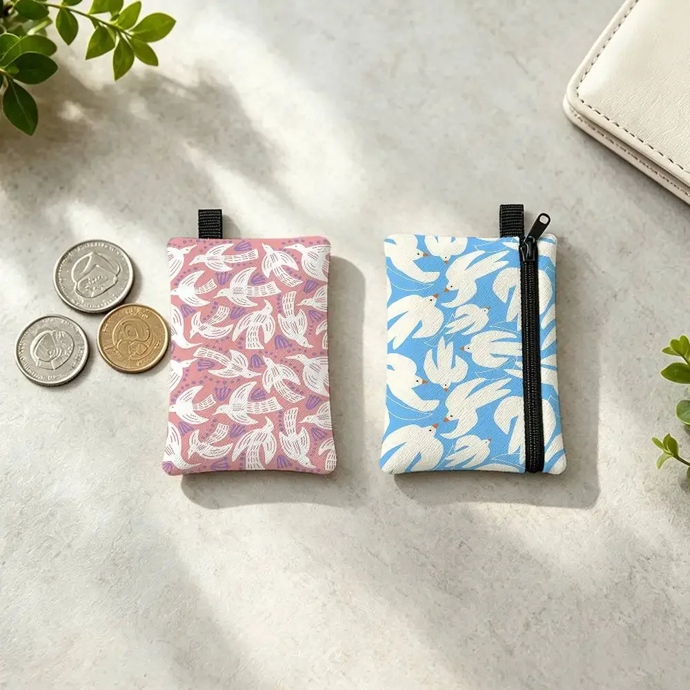 Fashion Versatile Art Modern Seagulls Birds Waterproof Zippered Coin Purse – Lightweight Hanging Wallet For Coins ID Cards
