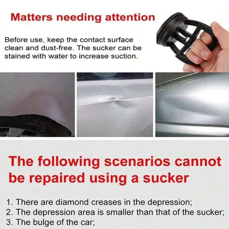 3pcs Alat Penghilang Penyok Mobil, Alat Penghilang Penyok yang Kuat, Digunakan untuk Kit dan Penyok Bodi Mobil, Kaca, Ubin, dan Cermin, Perbaikan Penyok Tanpa Cat