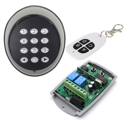 Metal Wireless Keypad Garage Door Opener With 12V/24V 2CH 433.92mhz Rolling Code Receiver & RF433 Transmitter Remote Control