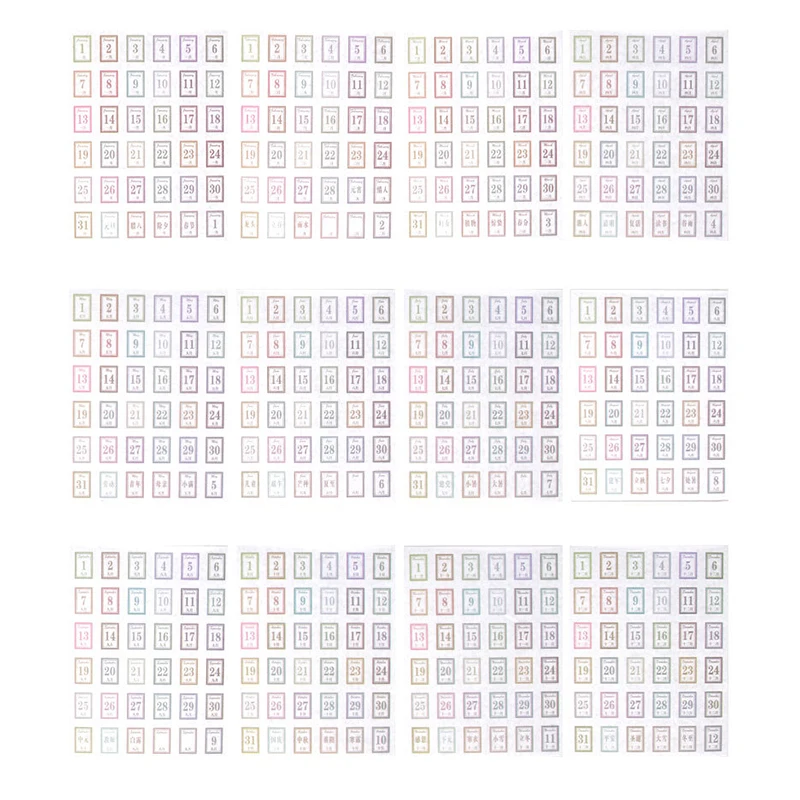 1Set 365 Days Stickers Payment Stick Account Notebook Sticker Full Year Calendar Sticker Index Tabs Reminder Stickers Student De