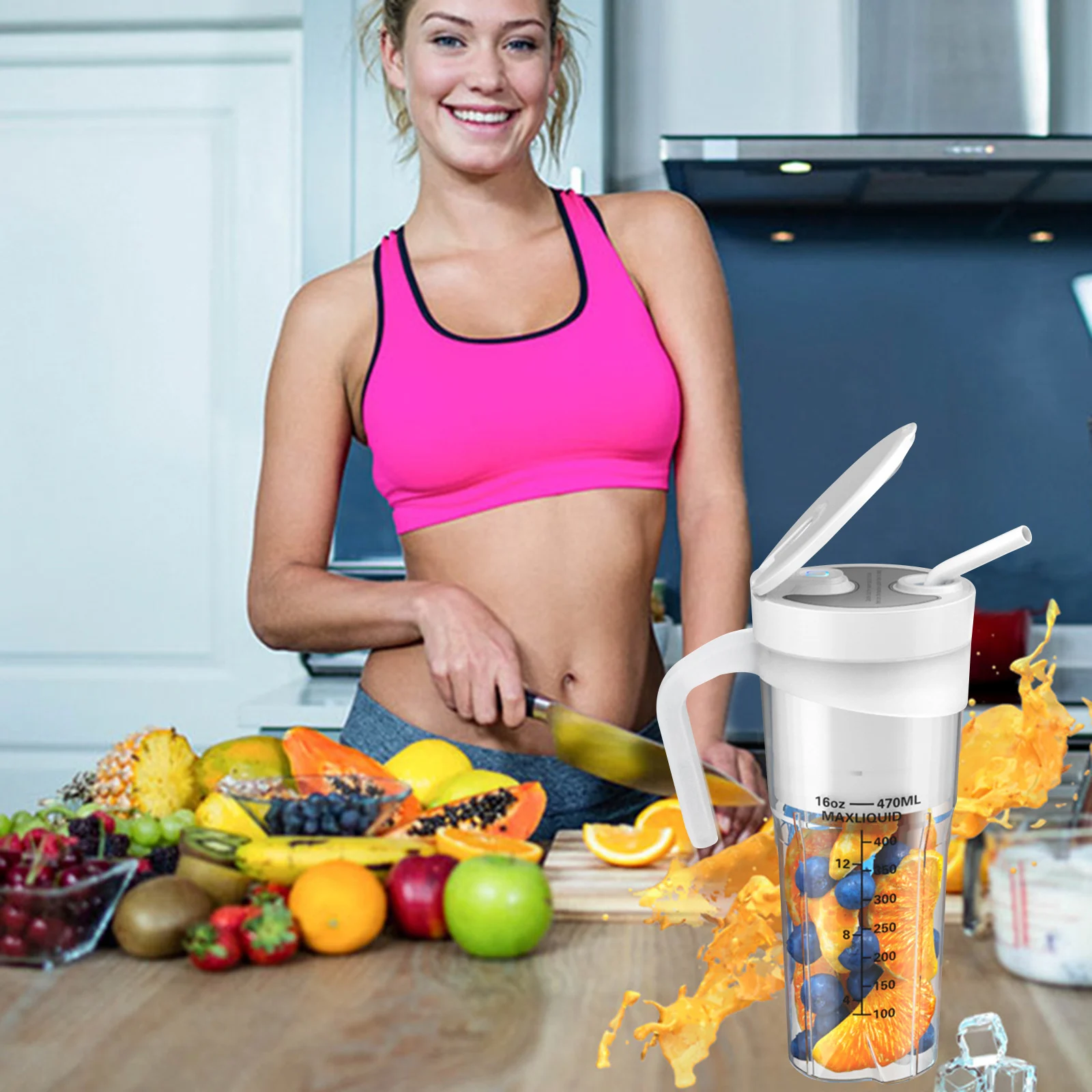 

470ml Portable Juice Extractor 150W USB Charging Juicing Cup Kitchen Tool for Shakes and Smoothies