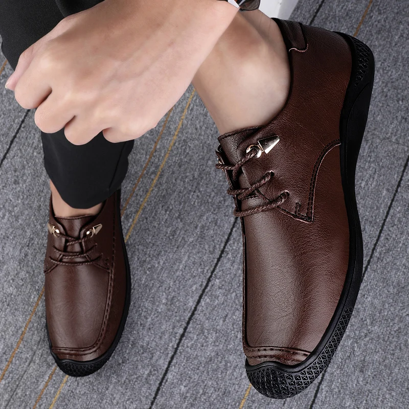

Genuine Leather Lace Up Men's Oxford Shoes Breathable Leather Business Shoes for Wedding Comfortable Premium Men's Dress Shoes