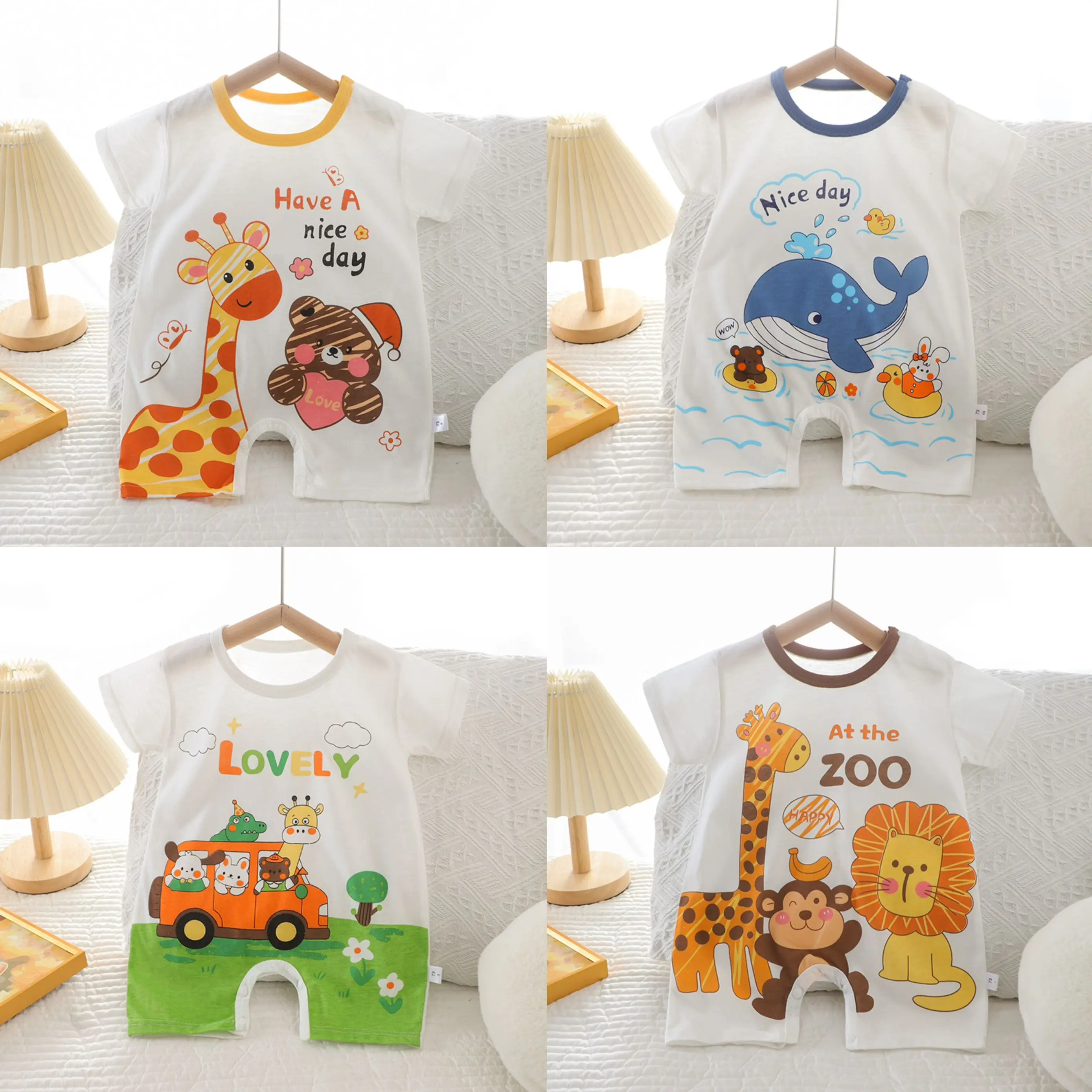 

0-12month Cartoon Newborn Jumpsuit Baby Short Sleeve Shorts Onesie Summer Fashion Costume Toddler Romper