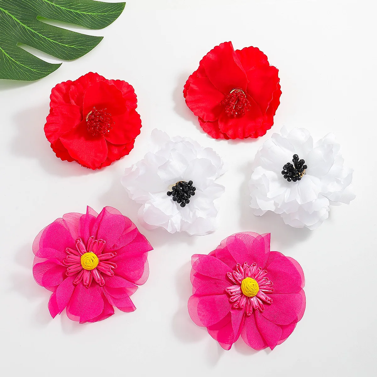

ZAA Trend Raffia Flower Earrings For Women Bohemia Vintage Exaggerated Holiday Charm Jewelry Summer Beach Statement Earrings