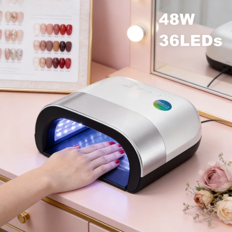 Lámpara de Uñas UV LED de 48W con 36 LEDs, Secador de Gel Profesional con Sensor Automático, Equipo de Manicura de Curado Rápido, Herramienta de Secado Rápido para Uso en Casa y Salón de Uñas.