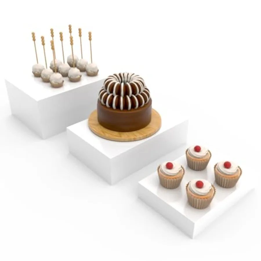 

Buffet Risers, Food Risers for Buffet Table, Display Stand Shelf for Catering Dessert Collectibles Jewelry Figures Show, White A