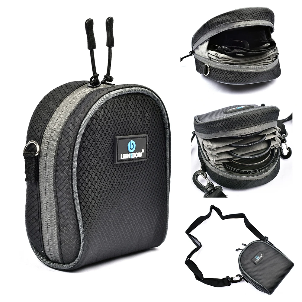 Lightdow Dustproof Camera Lens Filter Bag Filter Pouch Shoulder Case with Belt for Photography