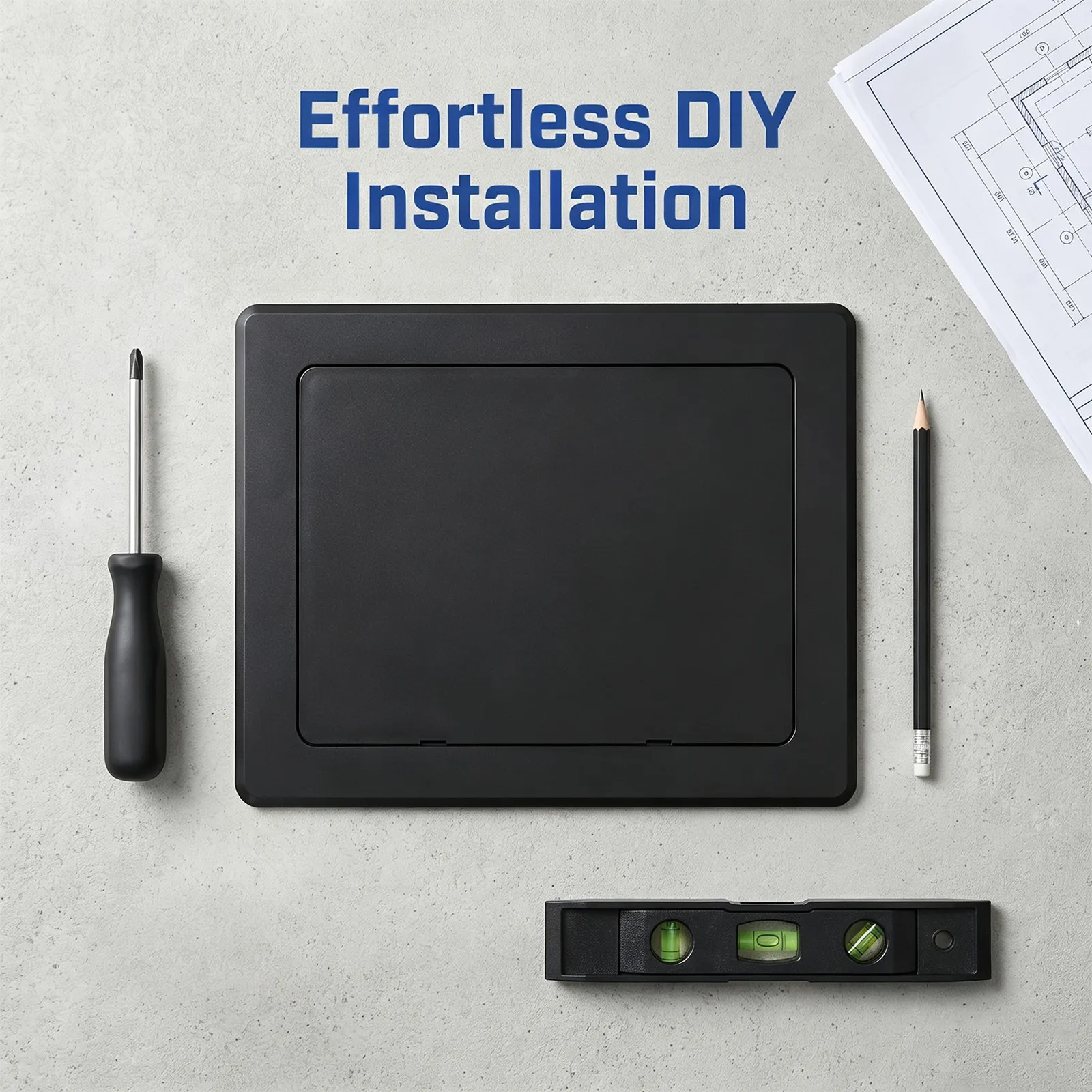 Black 10x8 Inch Adhesive Inspection Panel Cover for Drywall, Shower, Plumbing & Electrical Service Access
