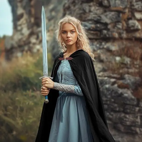 Mittelalterlicher Kapuzenumhang aus Leinen - Renaissance-Umhang mit Kapuze für Halloween, Hobbit-Cosplay, Hexen-, Zauberer- und LARP-Auftritte – Detail 5