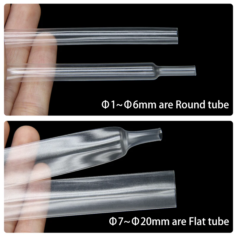 3-10m Super Thin Heat Shrink Tube Clear 1mm ~ 20mm Flexible Earphone Line Heat Shrinkable Tube Audio Cable Sleeve Wrap Sheath
