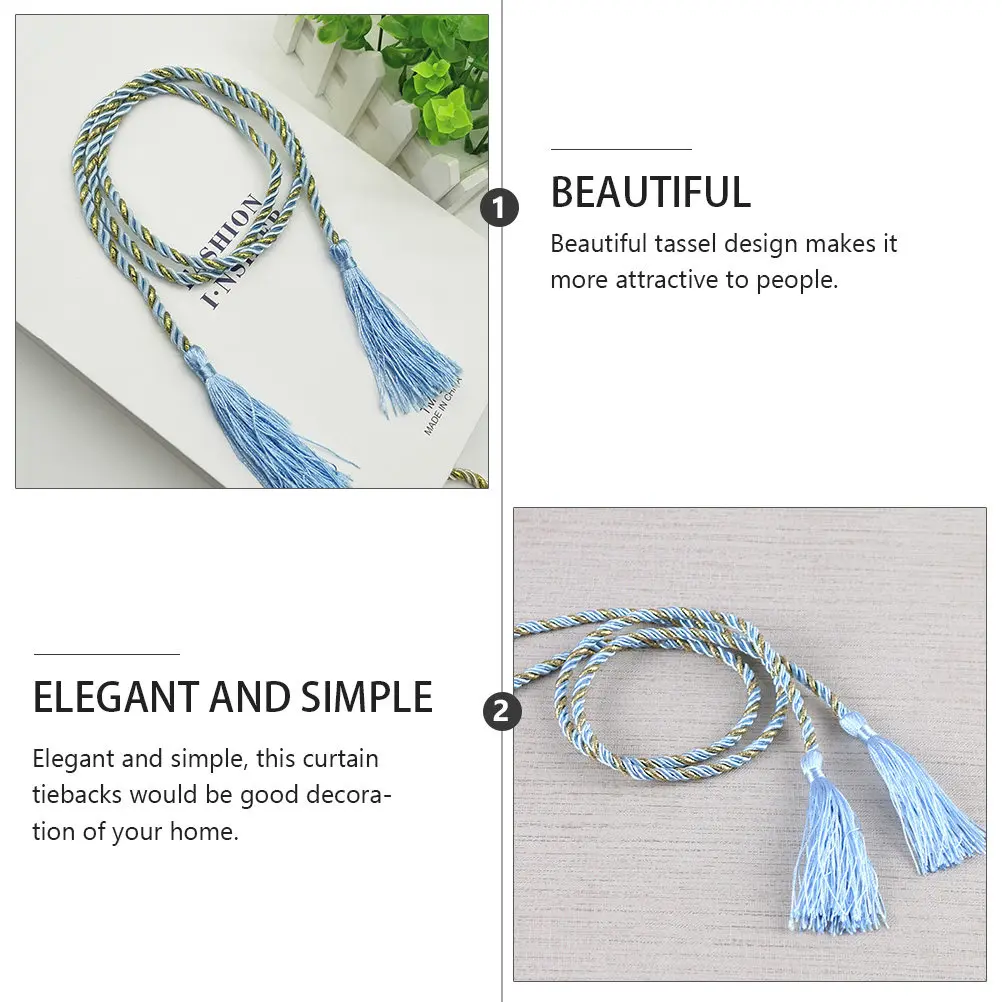 2Pcs Curtain Tie Rope Tassel Design Curtain Tiebacks Window Bandage Drapes Holder Elegant Home Office Accessories