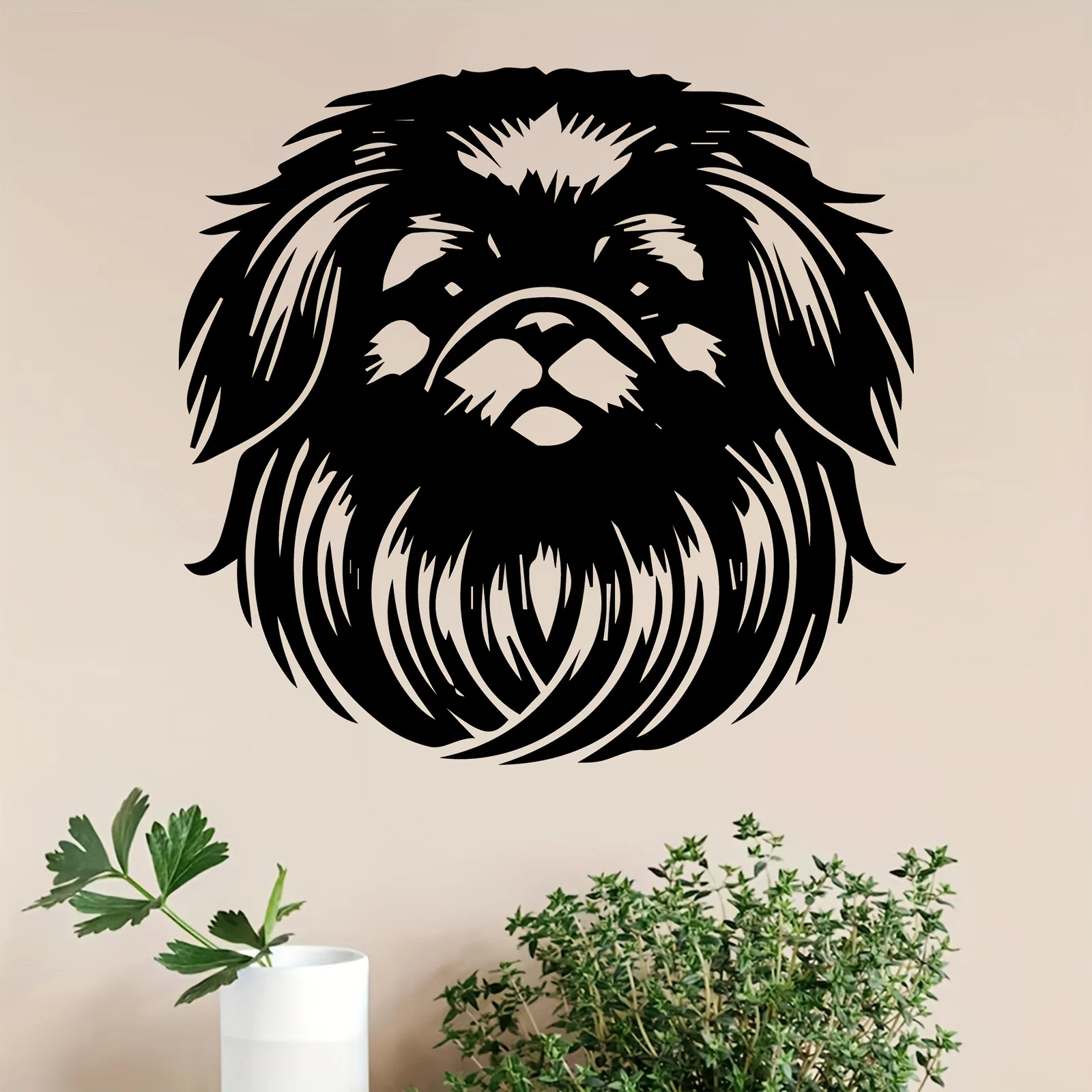 Pekingese Metal Wall Art Iron Dog Sculpture Cute Fluffy Mural Hanging Gift Christmas Valentine Pet Lover Home Decor