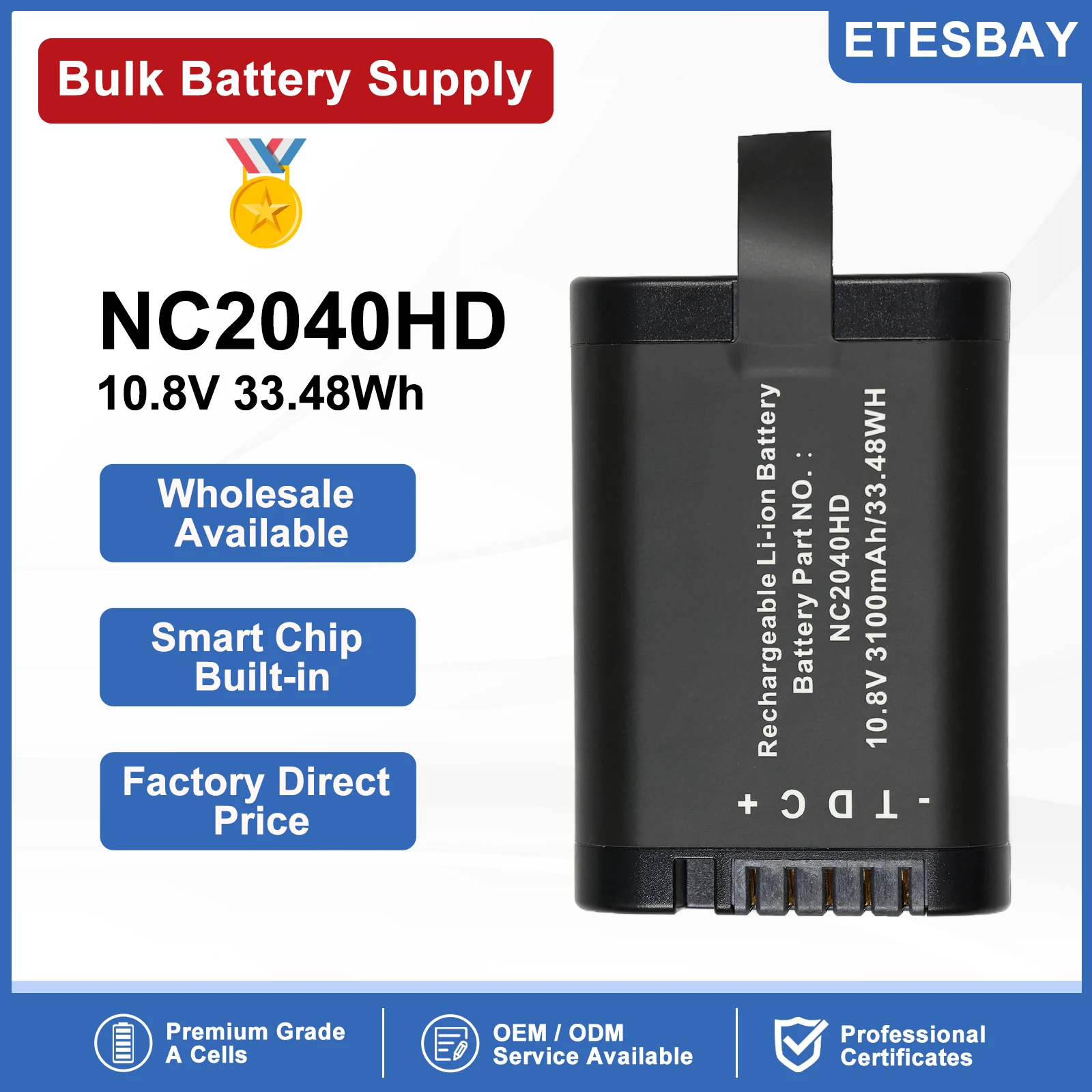 ETESBAY NC2040HD Rechargeable Smart Li-Ion battery For NC2040 NC2040HD34 NC2040A22  NC2040A24  NC2040HD22
