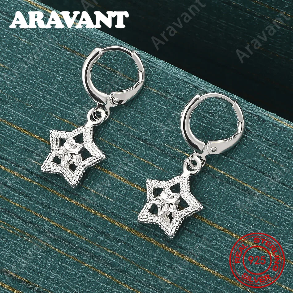 925 Sterling Silver Star Openwork Earrings For Women, Commuter Accessories, Christmas Gifts, Jewelry