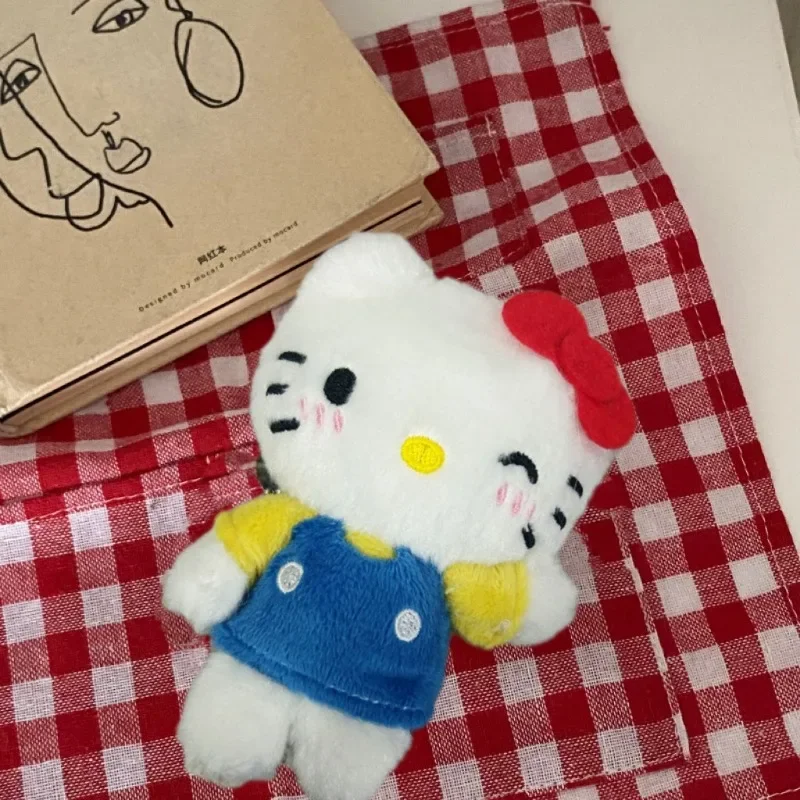 Hello Kitty Sanrio Plush Pendant Toys Bag Decorations KT Cat Doll 10cm Blue Color Creative Cute Decor Keychain Gift for Friends