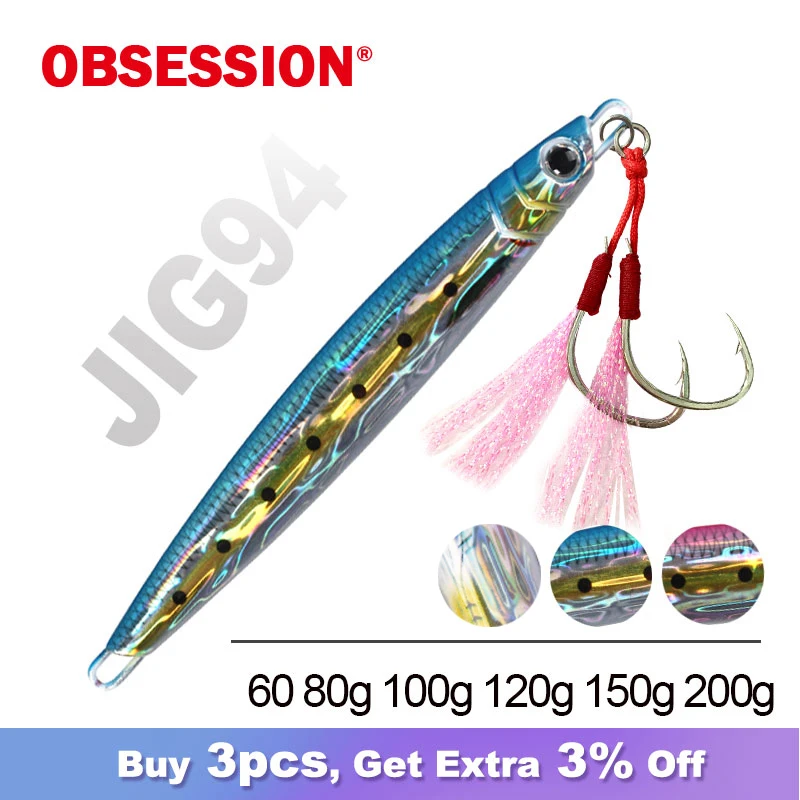 OBSESSION 60g-200g 3D Print Majorcraft Artificial Vertical Spoon Bait Carp Spinning Sea Fishing Items Metal Fast Sinking Jigpara