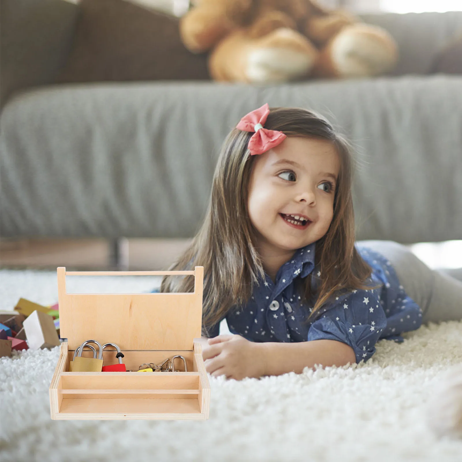 Caixa de bloqueio de madeira montessori para crianças habilidades motoras finas quebra-cabeça educacional desbloqueio jogo aprendizagem precoce desenvolvimento cognitivo