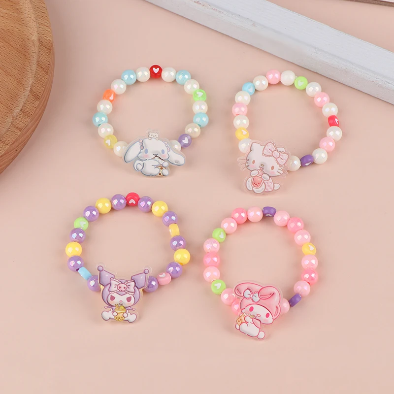 Kawaii Cartoon Sanrio Beads Bracelet Cute Sweet Dopamine Beaded Bracelets For Girls Summer Jewellery Girl Child Holiday Gifts