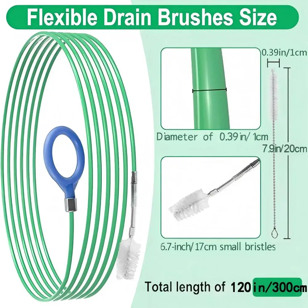 Auto Sunroof Drain Cleaning Tool, 120 Inch & 7.9 Inch Flexible Tube Cleaning Brush, Drain Brush Extra Long Pipe Cleaners for Car