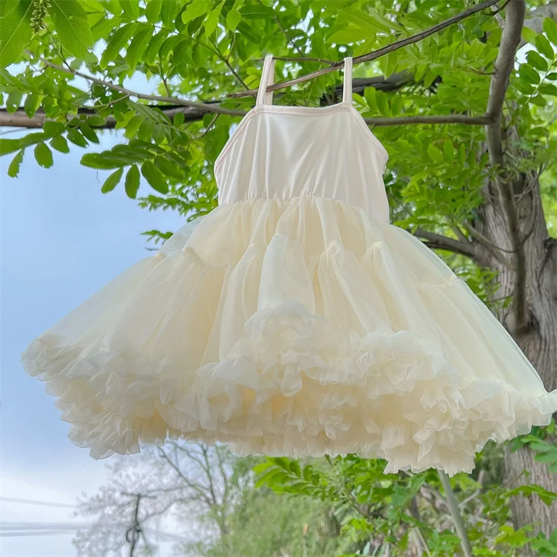 1-5 Years Girls' Sling Mesh Dress Summer Baby Children's Puffy Tulle Vestidos Princess Casual Sleeveless Gown Fashion Clothing