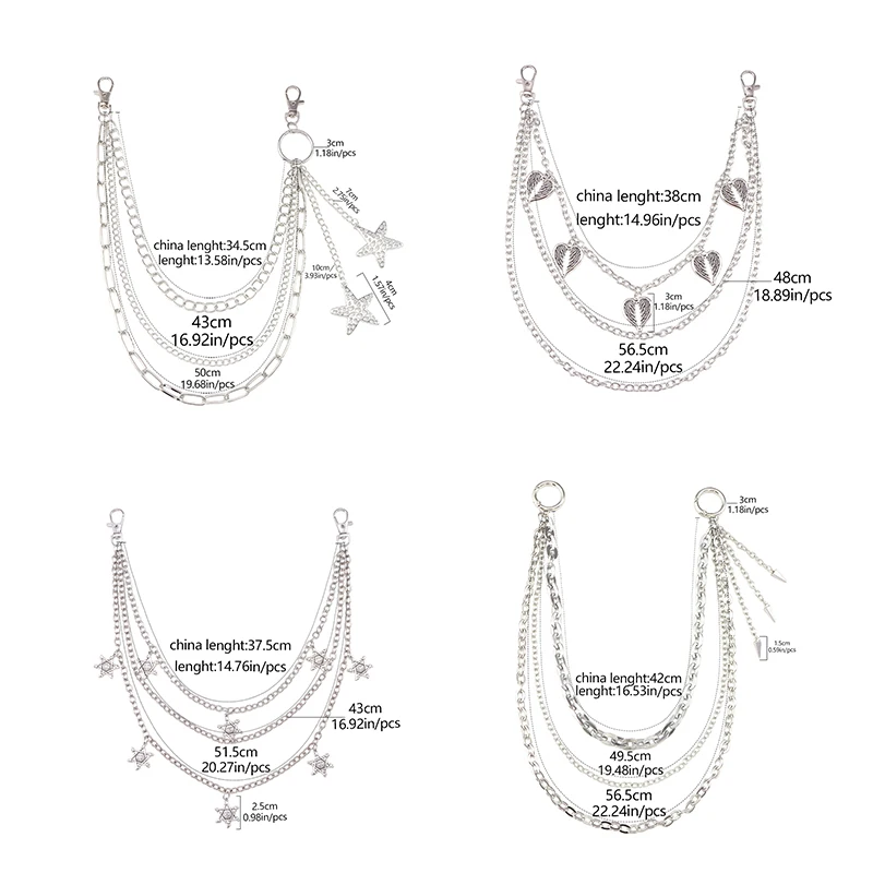 Хип-хоп, панк, уличная поясная цепочка для женщин и мужчин, готические брюки, поясная цепочка, многослойная цепочка для брюк, универсальные брюки, джинсовая поясная цепочка