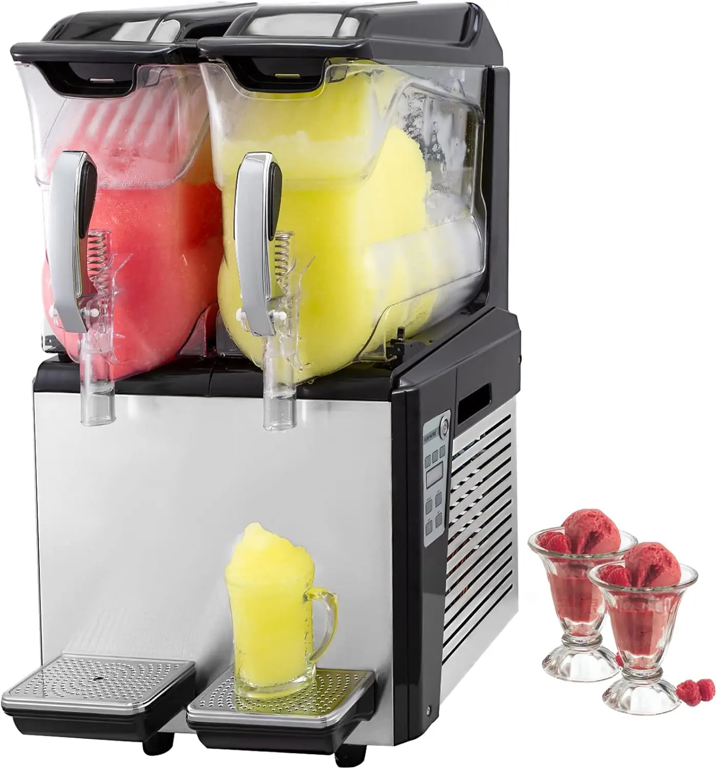 Frozen Drink Machine, 10LX2 Tanks Commercial Slushy Machine, 900W Slush Drink Maker, Perfect for Restaurants Cafes Bars