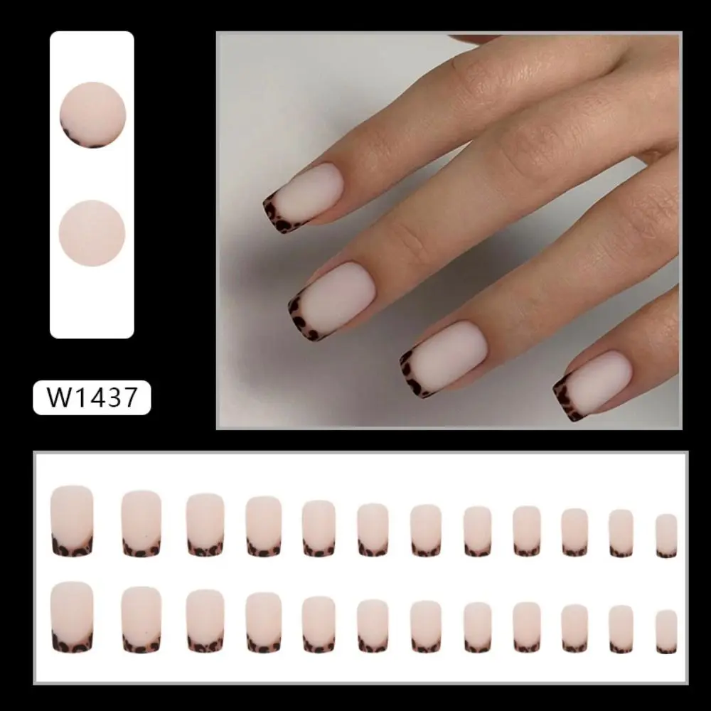 جديد طويل مربع الأظافر كاذبة ليوبارد أورورا وهمية نيلز الفرنسية غطاء كامل مسمار نصائح DIY بها بنفسك #4