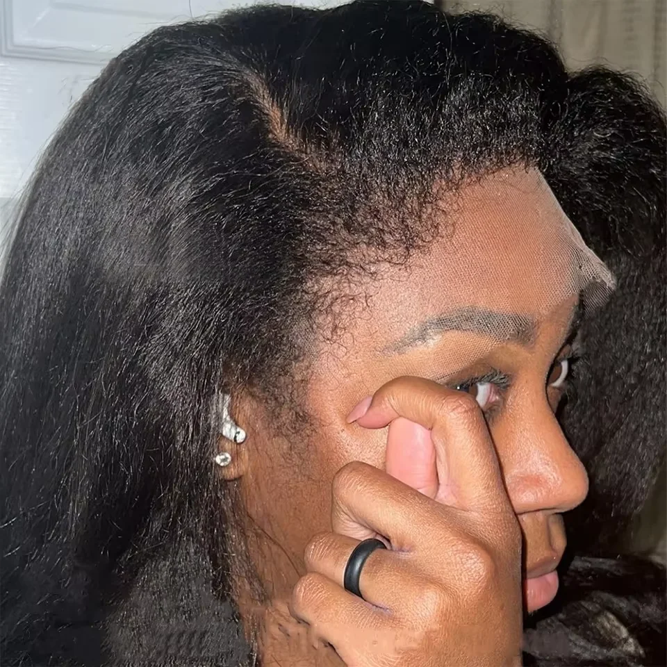 

Kinky Straight 250% Density Short Bob 13x4 Transparen Lace Front Human Hair Wig PrePlucked Burmese Lace Frontal Wig For Women