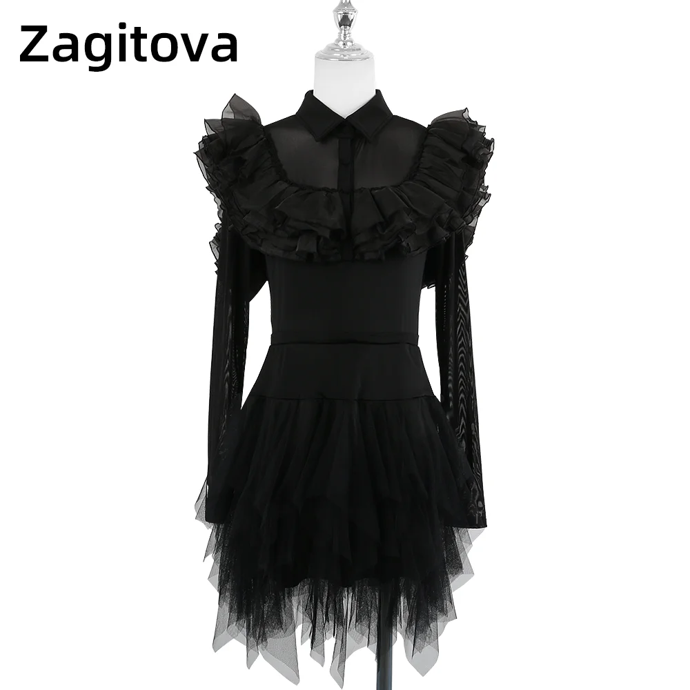 ZAGITOVA Figure Skating Dress For Women And Girls Long Sleeved Ice Skating Clothes Wednesday\'s Zombie Dance Kamila Valyeva