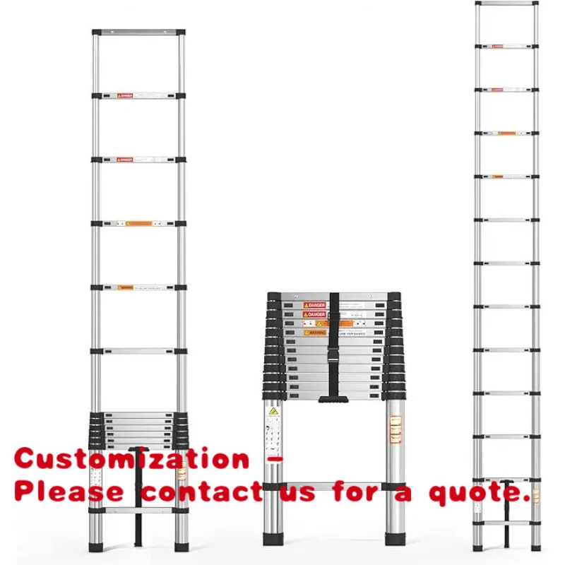 Customize.5.5m Telescopic Stainless Steel Folding Ladder Lightweight Multi-Purpose Outdoor Collapsible Stairs Heavy Duty 330 Lb