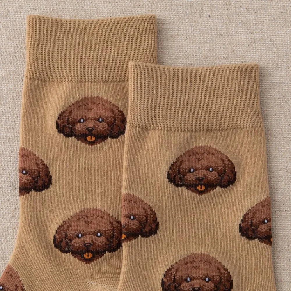 5 Paar süße Cartoon-Tier-Damensocken, modische Street-Style-Spaß-Mittelrohrsocken – Detail 11