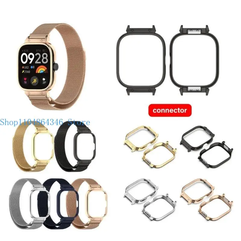 652F Smartwatch Fashion Metal Frame Case Cover Skin for Watch 5 eSIM 20mm Width Bands
