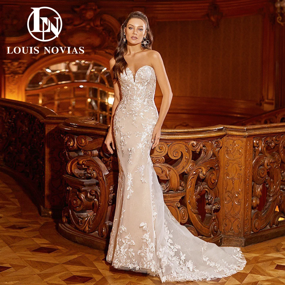 LOUIS NOVIAS Mermaid Sleeveless Wedding Dresses For Women 2023 New Sweetheart Embroidery Button Wedding Gown Vestidos De Novia